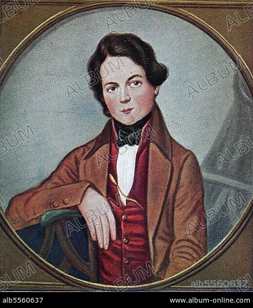 Robert Schumann, 8. Juni (1810), 29. Juli 1856, war ein deutscher Komponist und einflussreicher Musikkritiker, Historisch, digitale Reproduktion einer Originalvorlage aus dem 19. Jahrhundert, Originaldatum nicht bekannt.