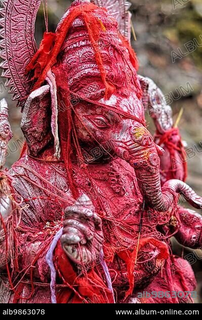 Statue of Ganesha, elephant like deity worshipped in Hindu and Buddhist religions.