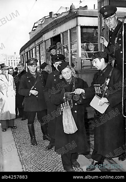 Conductors of the Berlin tram, 1940s Potsdamer Platz, Berlin, Germany, Europe.