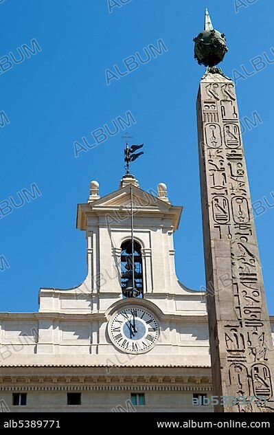 Obelisk and Palazzo di Montecitorio palace in the Piazza di Montecitorio square, Rome, Italy, Europe.