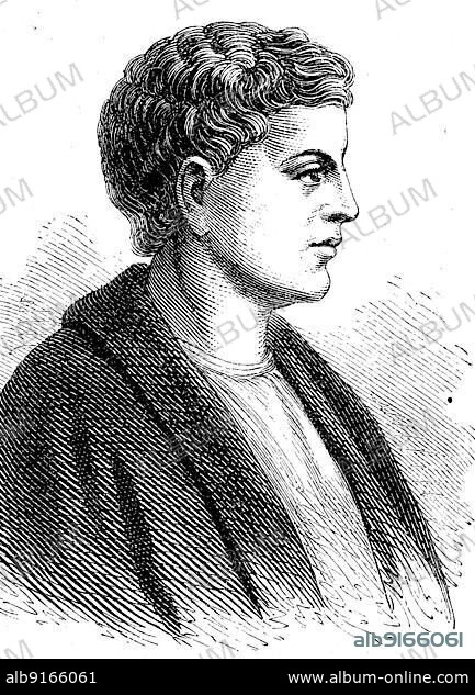 Quintus Horatius Flaccus, 65 B. C. 8 B. known as Horace, was the leading Roman lyric poet in the time of Augustus, History of Ancient Rome, Roman Empire, Italy, digitally restored reproduction from a 19th century original, Europe.