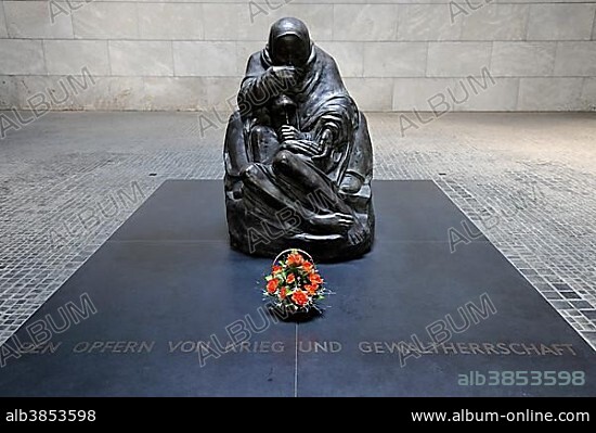 Memorial sculpture, Pieta by Kaethe Kollwitz in the Neue Wache Memorial, Schinkelbau building by Karl Friedrich Schinkel, Berlin, Berlin, Germany, Europe.