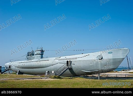 Submarine U 995 of the Navy during World War II, Technical Museum U-995, Laboe, Baltic Sea, Schleswig-Holstein, Germany, Europe.