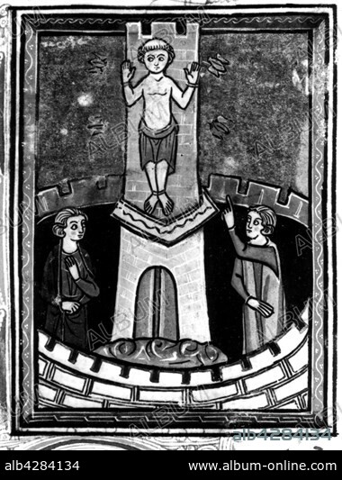 William of Tyre, "History of Deeds done beyond the Sea", Accra, ca. 1275, f°232 v° (Book 18, chapter 1) : The torture of Aimery of Limoges. 13th. CrusadesParis, Bibliothèque Nationale.