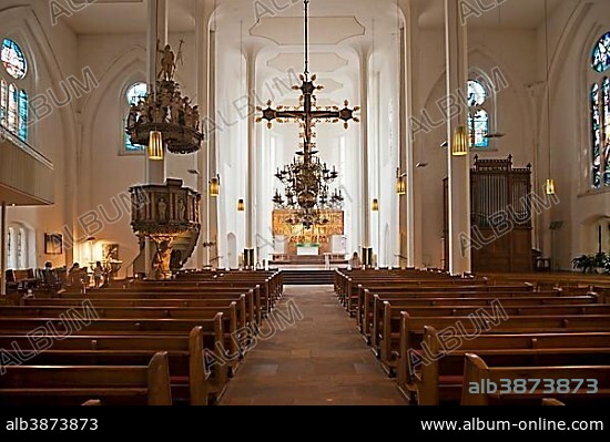 Interior of the Protestant Church St. Nicholas in Kiel, Schleswig-Holstein, Germany, Europe.