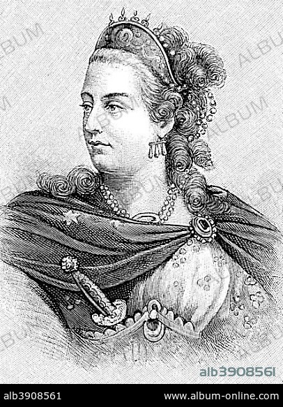 Potrait of La Clairon, 25 January 1723, 29 January 1803, French actress, whose real name was Clair Josephe Hippolyte Leris, woodcut from the year 1888, Germany, Europe.