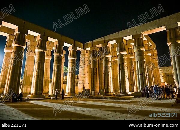Pronaos portico, ancient Egyptian Luxor temple, Luxor, Egypt, Africa.