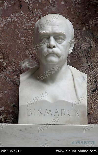 Bust of Otto von Bismarck, Walhalla temple, Donaustauf, Bavaria, Germany, Europe.