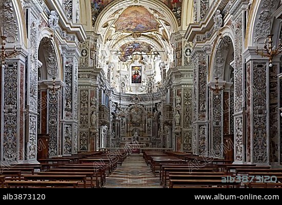 Sicilian Baroque in the church Chiesa del Gesù or Casa Professa, Palermo, Province of Palermo, Sicily, Italy, Europe.
