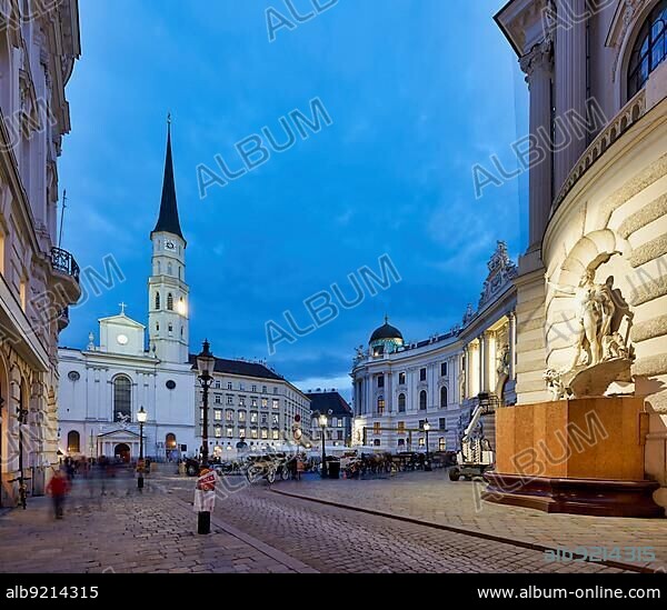 Michaeler Platz, St. Michael Church and Hofburg Palace. Vienna, Austria, Europe.