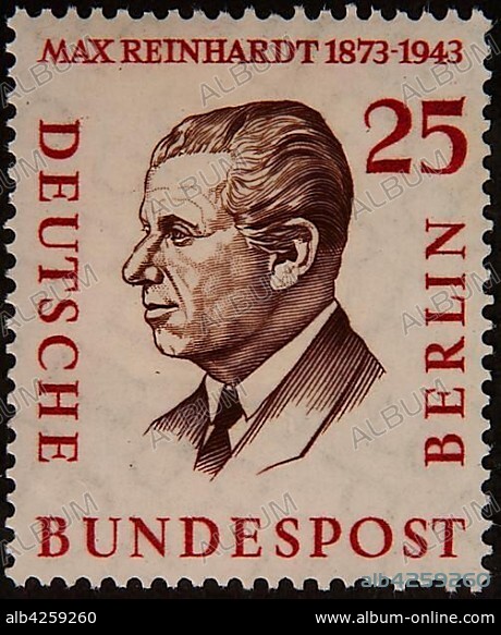 Max Reinhardt, an Austrian theatre and film director, intendant, and theatrical producer, portrait on a German stamp, Germany, Europe.