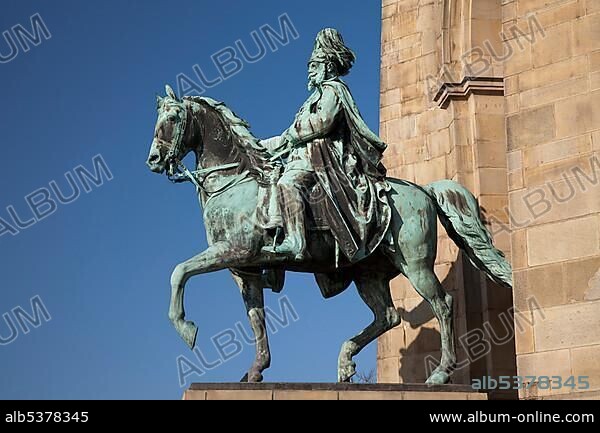 Equestrian statue of Kaiser Wilhelm, Kaiser Wilhelm Memorial, Hohensyburg, Syburg, Dortmund, Ruhr region, North Rhine-Westphalia, Germany, Europe, PublicGround, Europe.