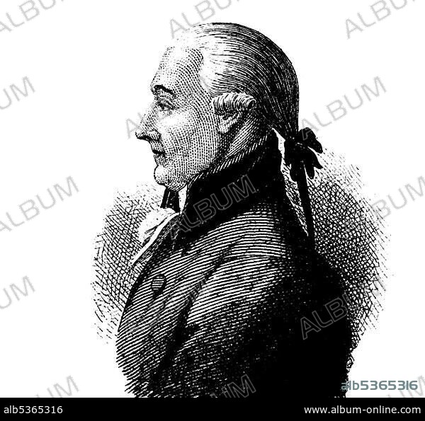 Hair fashion around 1750: pigtail, historical illustration.
