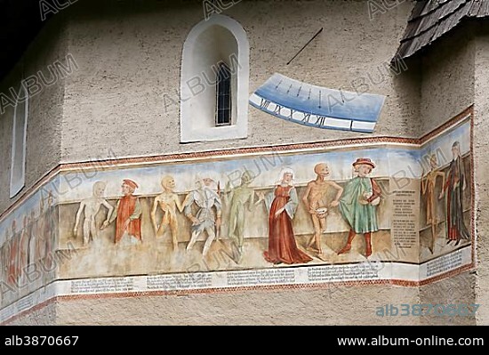 "Death Dance" of Metnitz, mural on the ossuary, Metnitz, Carinthia, Austria, Europe.