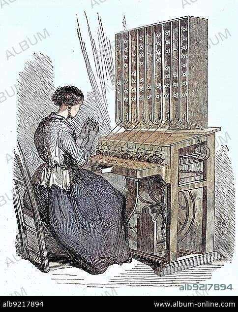 Manufacture of silk fabrics, Cannetiere, c. 1880, France, Historic, digitally retouched reproduction of a 19th century original, Europe.