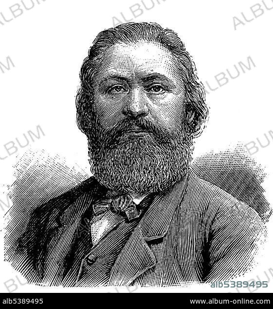 Hermann Kurz, 1813 - 1873, German author, member of the Schwaebische Dichterschule poet connection, journalist and translator, wood engraving, 1880.