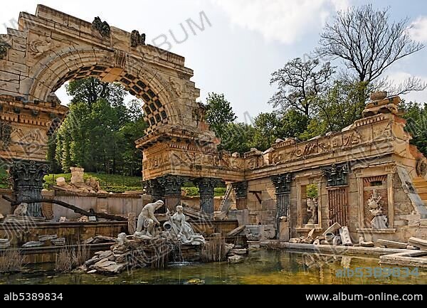 Roman Ruin (erected 1778) in the park at Schoenbrunn Palace, Vienna, Austria, Europe.