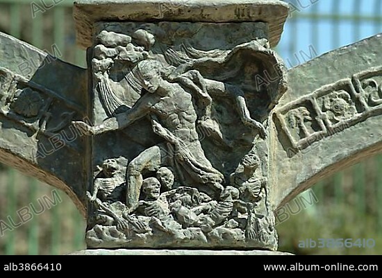 Resurrection of the prophet Ezekiel, relief on the Knesset Menorah, sculptor Benno Elkan, Jerusalem, Israel, Asia.