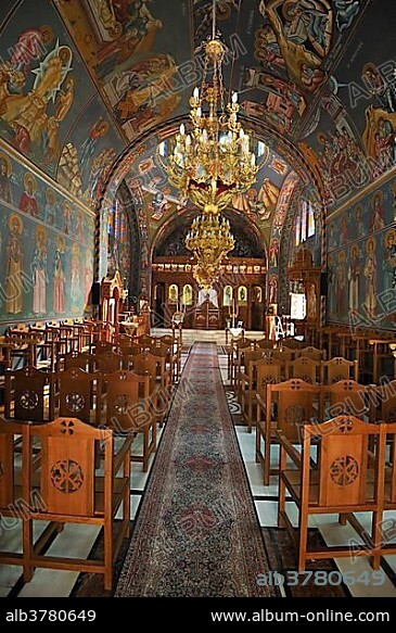 Interior, church of Agios Nektarios at Archipoli, Rhodes, Greece, Europe.