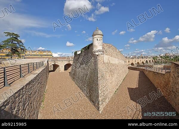 Hornabeque del Puente de Palmas city fortification in Badajoz, Extremadura, Spain, Europe.