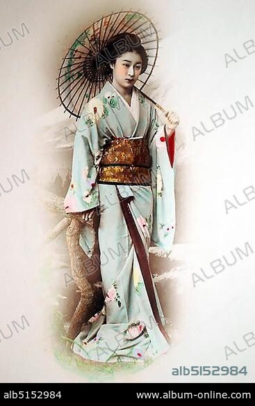 Geisha with umbrella, Japan, Asia.