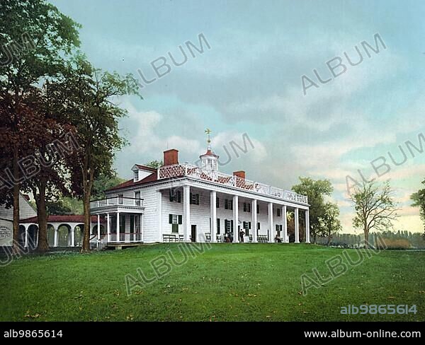 The Mansion, Mount Vernon is the former country residence of the first President of the United States, George Washington, near the town of Mount Vernon, USA, Historic, digitally enhanced reproduction of a photochrome print from 1898, Mount Vernon is the former country residence of the first President of the United States, near the town of Mount Vernon, Historic, digitally enhanced reproduction of a photochrome print from 1898, North America.