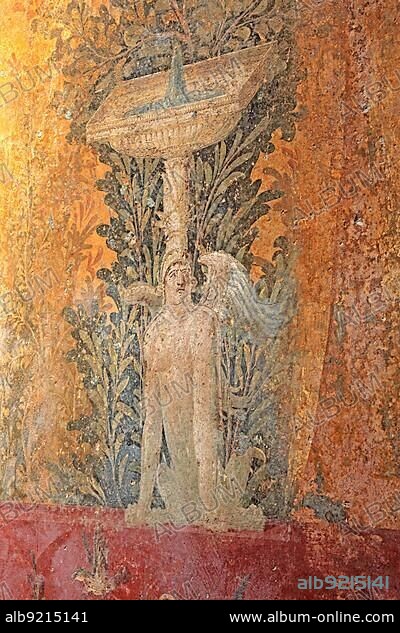 Villa of Poppea, remains of the fresco decoration. Historic town of Oplontis, Torre Annunziata, Campania, Italy, Europe.