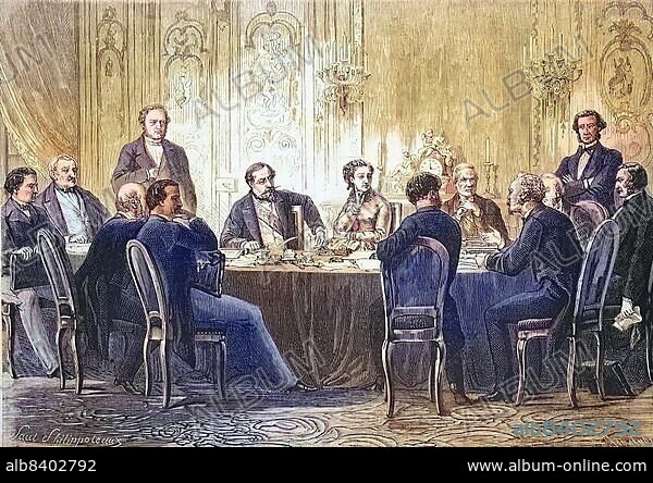 A Meeting of Ministers at the Palais de Fontainebleau, Council of Ministers, Session, 1869, France, Historic, digitally restored reproduction of an original 19th century original, exact original date unknown, Europe.