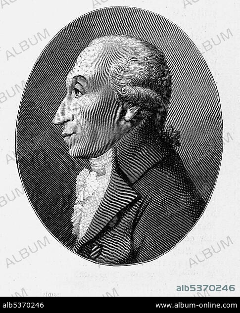 Theodor Gottlieb von Hippel der Aeltere (1741-1796), writer, statesman, steel engraving, before 1880.
