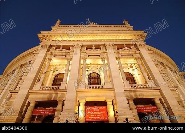 Burgtheater (Burg Theatre) at dusk, Vienna, Austria, Europe.