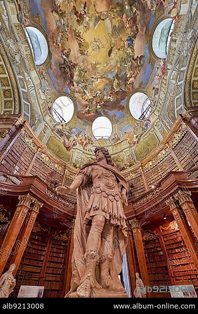 The Prunksaal, center of the old imperial library inside the Austrian National Library. Vienna Austria.