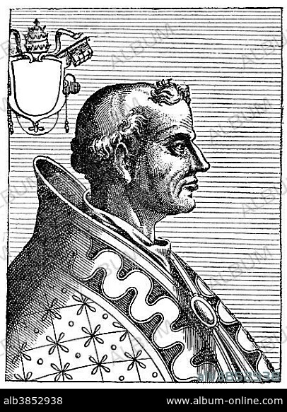 Pope Gregory III or Gregorius III, Gregor III, Pope from 731 to 741, historical illustration.