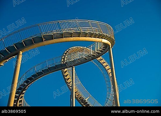 Landmark "Tiger & Turtle - Magic Mountain" by Heike Mutter and Ulrich Genth, walkable sculpture in the shape of a roller coaster, on the Halde Heinrich-Hildebrand-Höhe heap, Angerpark, Duisburg, North Rhine-Westphalia, Germany, Europe, PublicGround, Europe.