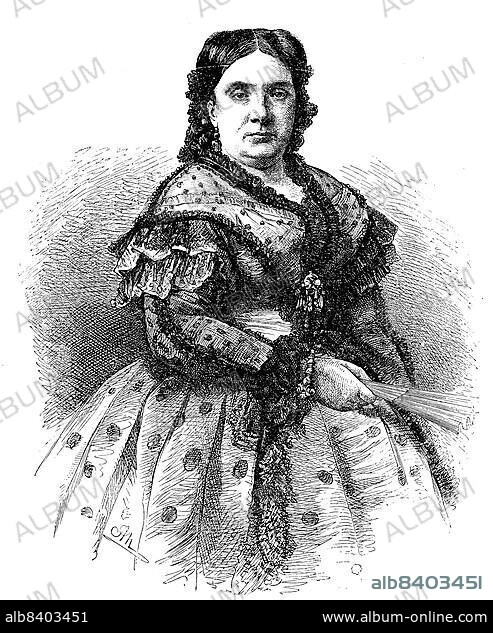 Isabella II. Maria Luisa, Isabel de Borbon y Borbon-Dos Sicilias or Isabel II de Espana (10 October 1830 to 1904 in Paris) was Queen of Spain from 1833 to 1868, Historical, digitally restored reproduction of a 19th century original, exact original date unknown.