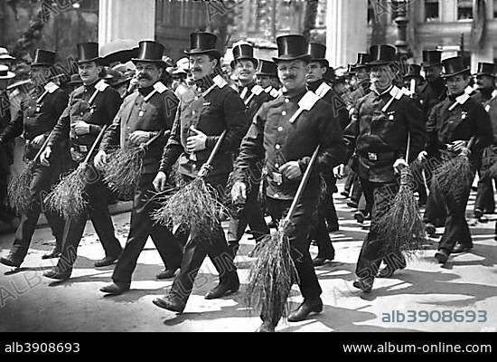 Many chimney sweeps on a parade, 1920s, Germany, Europe.
