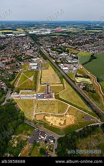 Zeche Königsborn Bönen colliery, Ostpol, Yellow Marker, colliery tower, Bönen, Ruhr district, North Rhine-Westphalia, Germany, Europe.
