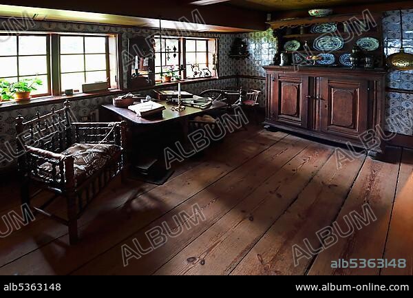 Living room, museum old Frisian house, Keitum, Sylt, North Frisian Islands, North Frisia, Schleswig-Holstein, Germany, Europe.