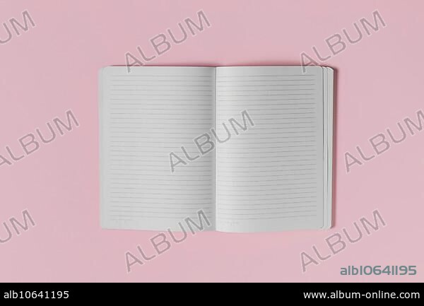 Top view open blank notebook.