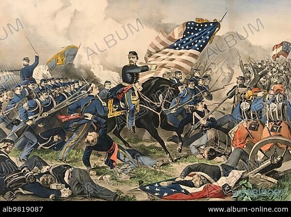 Battle of Williamsburg; Battle of Fort Magruder; was an American Civil War battle fought as part of the Peninsula Campaign on 5 May (1862) at Williamsburg; Virginia; America; Historical; digitally restored reproduction from a 19th century original.