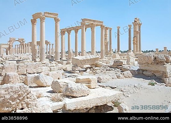 Ruins of the ancient city Palmyra, Palmyra, Tadmur, Palmyra District, Homs Governorate, Syria, Asia.