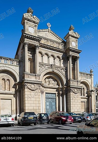Eglise de la Madeleine, Magdalene Church, baptistery of Paul Cézanne, facade 19th century., historic centre, Aix-en-Provence, Provence-Alpes-Côte d'Azur, France, Europe.