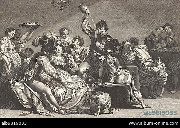 Prostitution; Bordel in Amsterdam; 1660; Holland; Historic; digitally restored reproduction from a 19th century original.