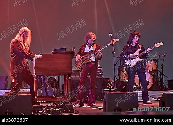 Loreley open-air stage, Monsters of Rock, Rainbow, from left to right, keyboard player Jens Johansson, bass player Bob Nouveau, Ritchie Blackmore, Sankt Goarshausen, Rhineland-Palatinate, Germany, Europe.