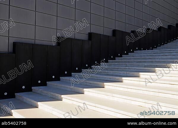 Stairs, light, shadow, Fundacion Frax, art gallery, museum, Albir, Altea, Costa Blanca, Alicante province, Spain, Europe.