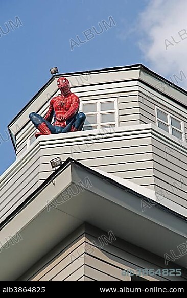 Spiderman sitting on a house, Nimmana Haeminda, Chiang Mai, Chiang Mai Province, Thailand, Asia.