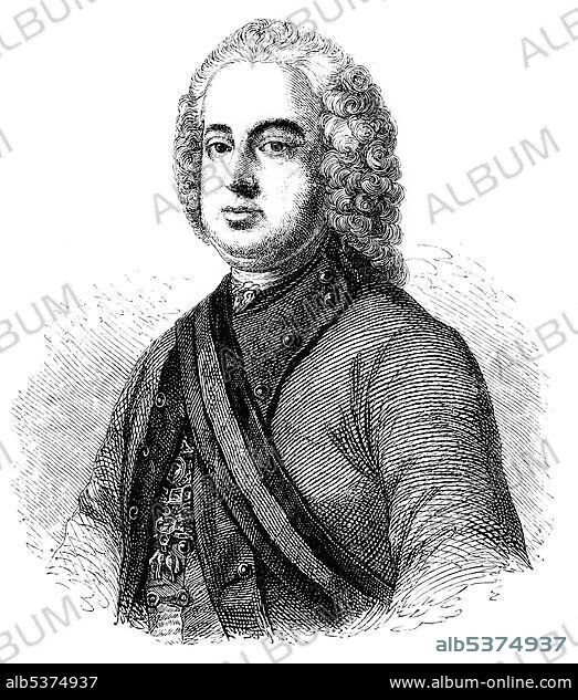 Francis I. or Franz Stephan of Lorraine, 1708 - 1765, as Francis III. Duke of Lorraine and Bar, as Francis II. Grand Duke of Tuscany, as well as co-regent of the Habsburg dominions, and Francis I. Emperor of the Holy Roman Empire, historic engraving from the Buch denkwuerdiger Frauen or book of memorable women, published by Otto Spamer, 1877.