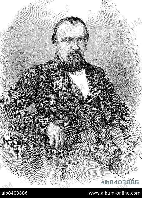 Jakob Dubs (26 July 1822 - 13 January 1879) was a Swiss politician, journalist, public prosecutor and judge, Historical, digitally restored reproduction of a 19th century original, exact original date unknown.