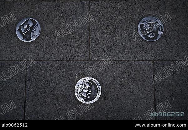 French physicist and mathematician Blaise Pascal, Gallic warrior  Vercingetorix and Catholic Pope Urbain, also Urban II on plaque, stumbling  stone, marker on the asphalt, C - Album alb9862512