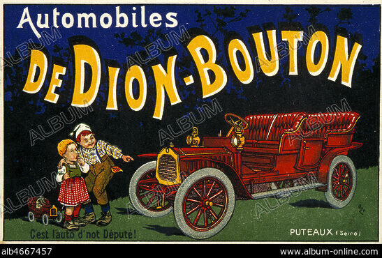 c. 1905 France carte postale photo 5 hommes dans auto De DIon-Bouton c. 1905 France carte postale photo 5 hommes dans auto De DIon-Bouton