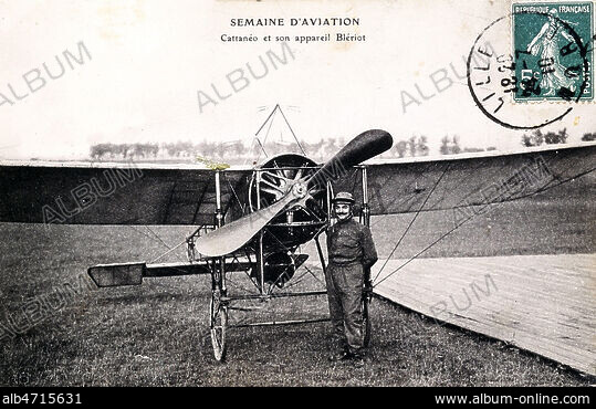 1911 Carte postale signé par aviateur Gibert avec son monoplan Blériot